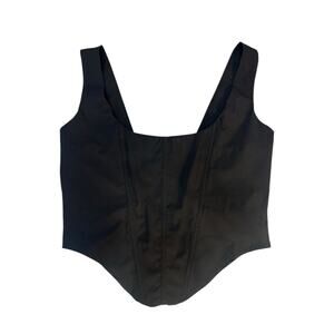 PrettyLittleThing Black Corset Crop Top Zip Front Bustier Style Size 6